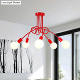 Black/Gold Twisted Industrial Semi Flush Mount Kitchen Ceiling Light With Open Bulb - 3/5/6-Light