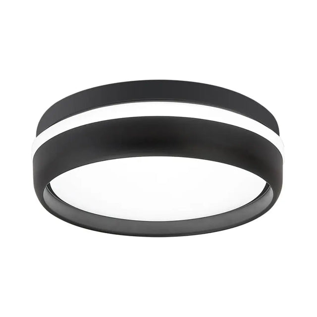 Black/Grey Drum Led Flush Mount Ceiling Light With Integrated Acrylic Shade Kit