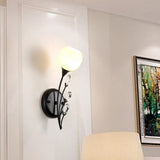 Black Half-Bulb Wall Sconce Light With Frosted White Glass Bowl- Modern And Elegant Mount Lamp 1 /