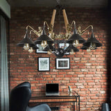 Black Industrial Bell Chandelier Light W/ Mermaid Deco - Metal/Rope Suspension | 6/8 Bulbs 8 /