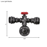 Black Industrial Metal Pipe And Valve Wall Mount Lamp For Balcony - 1/2-Light Lighting Fixture