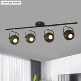 Black Industrial Style Rotatable Track Light With Ball Shade Semi Flush Mount For Living Room -
