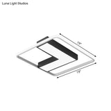 Black L Shaped Led Ceiling Mount Light Fixture For Study Room In Warm/White 19’/24.5’/31.5’ W