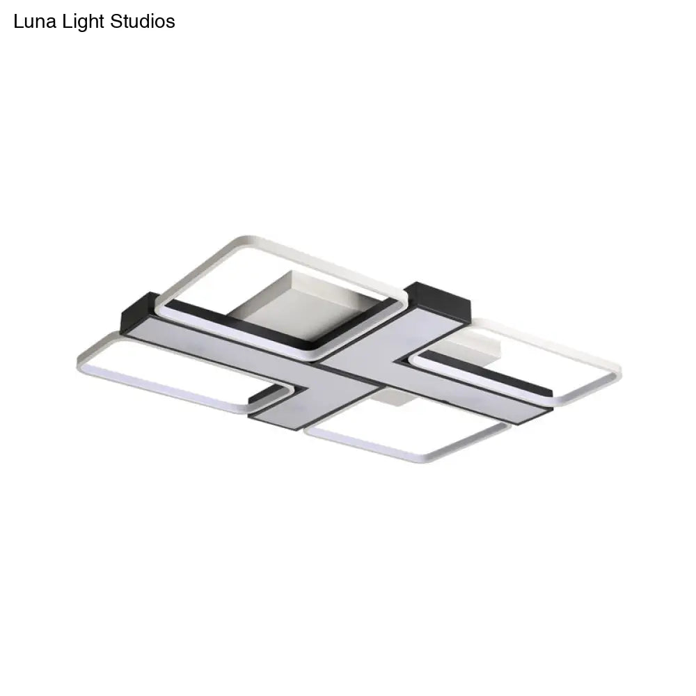 Black L Shaped Led Ceiling Mount Light Fixture For Study Room In Warm/White 19’/24.5’/31.5’ W