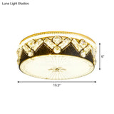 Black Led Ceiling Flush Mount Lamp With Hand-Cut Crystal And Contemporary Style