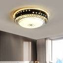 Black Led Ceiling Flush Mount Lamp With Hand-Cut Crystal And Contemporary Style / B