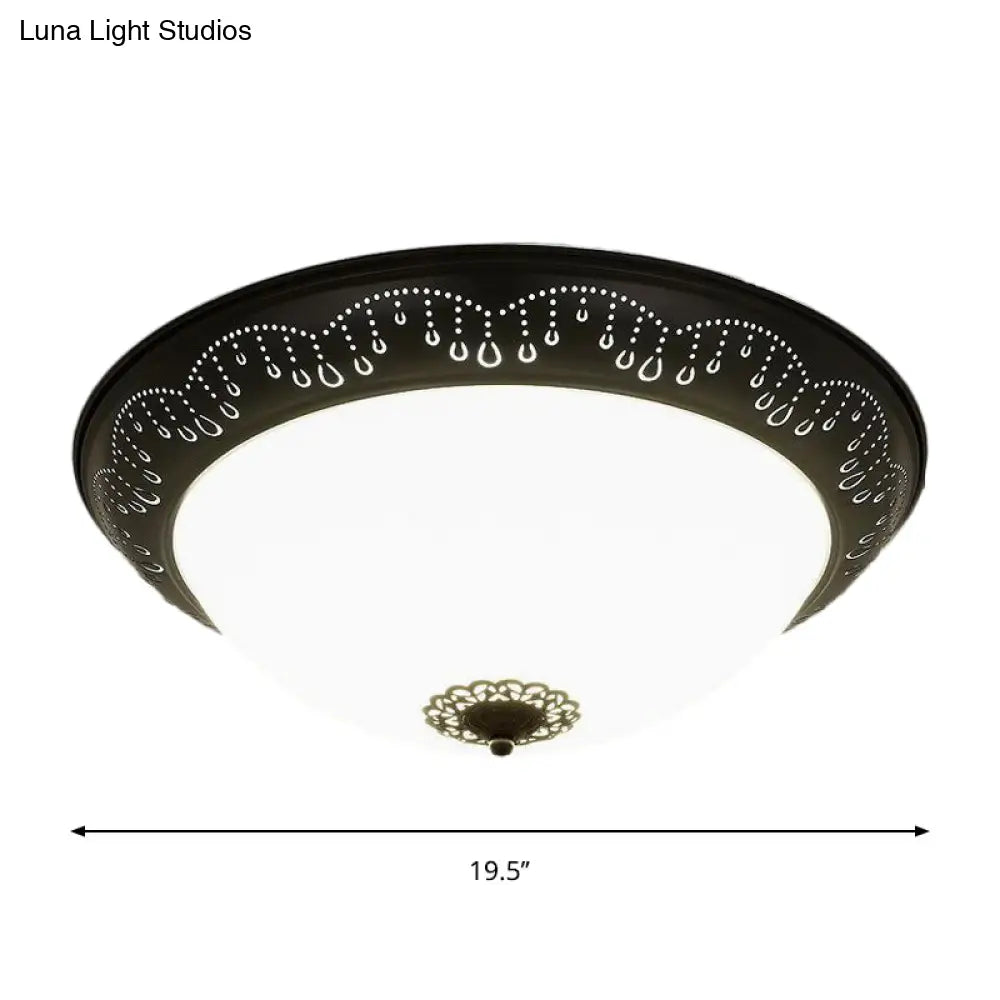 Black Led Crystal Dome Flush Mount Ceiling Light With Countryside Charm