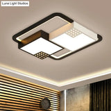 Black Led Flush Mount Fixture Nordic Style Warm/White Light 16’/19.5’ Wide