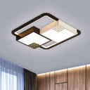Black Led Flush Mount Fixture Nordic Style Warm/White Light 16’/19.5’ Wide / 16’ White