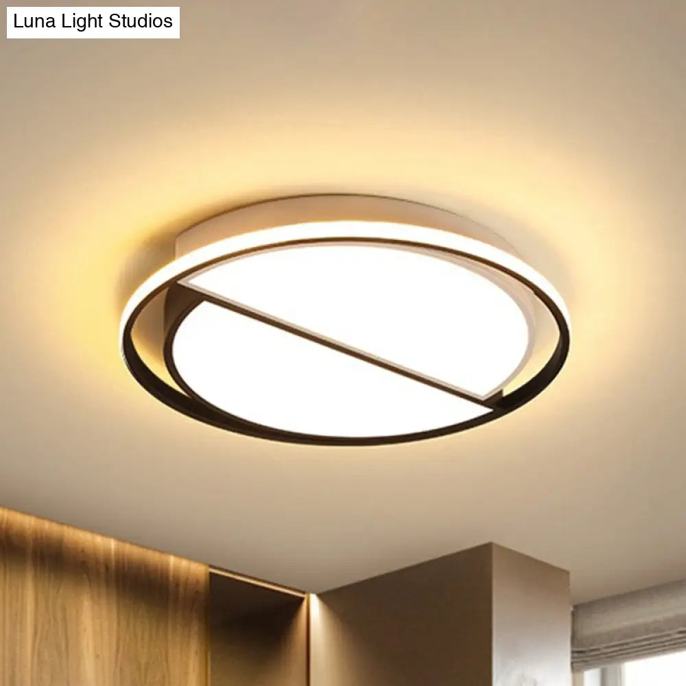 Black Led Flush Mount Half - Circle Acrylic Ceiling Lamp For Study Room
