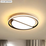 Black Led Flush Mount Half - Circle Acrylic Ceiling Lamp For Study Room
