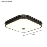 Black Led Flushmount Lighting With Countryside Cream Glass - Square Design Various Width Options