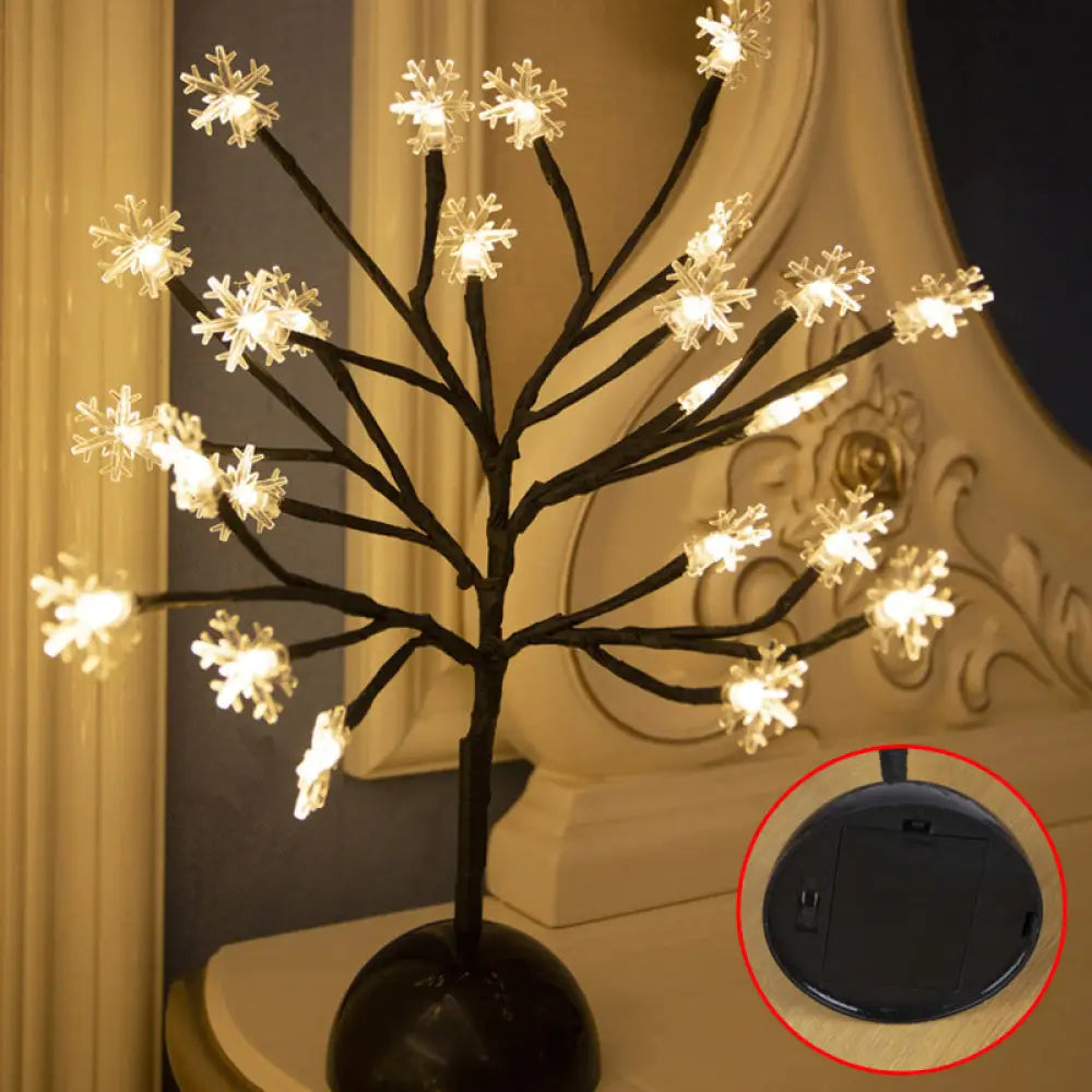 Black Led Nightstand Lamp: Tree Shaped Battery Table Light Decor For Bedroom / D