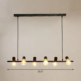 Black Linear Island Pendant Light With Exposed Bulb Design - Perfect For Restaurants And Lofts 6 /