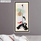 Black Lotus Seed Metal Mural Lamp Led Wall Light Sconce - Asia Carp Theme Ideal For Hotels