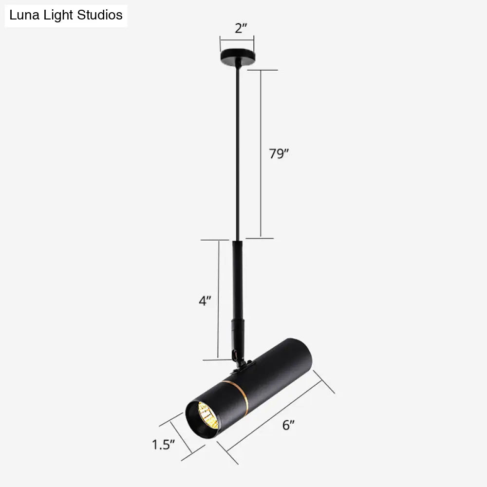 Black Metal Bedside Pendant Light: Simplicity Tube Led Suspension Lamp