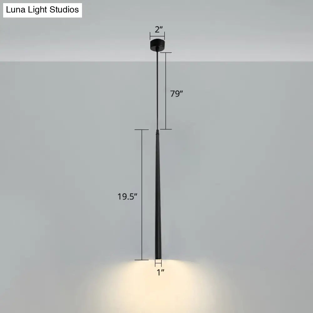 Black Metal Bedside Pendant Light: Simplicity Tube Led Suspension Lamp