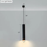 Black Metal Bedside Pendant Light: Simplicity Tube Led Suspension Lamp