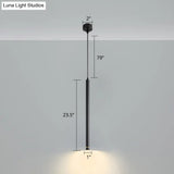 Black Metal Bedside Pendant Light: Simplicity Tube Led Suspension Lamp