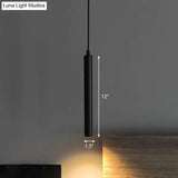 Black Metal Bedside Pendant Light: Simplicity Tube Led Suspension Lamp
