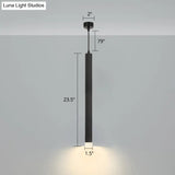 Black Metal Bedside Pendant Light: Simplicity Tube Led Suspension Lamp