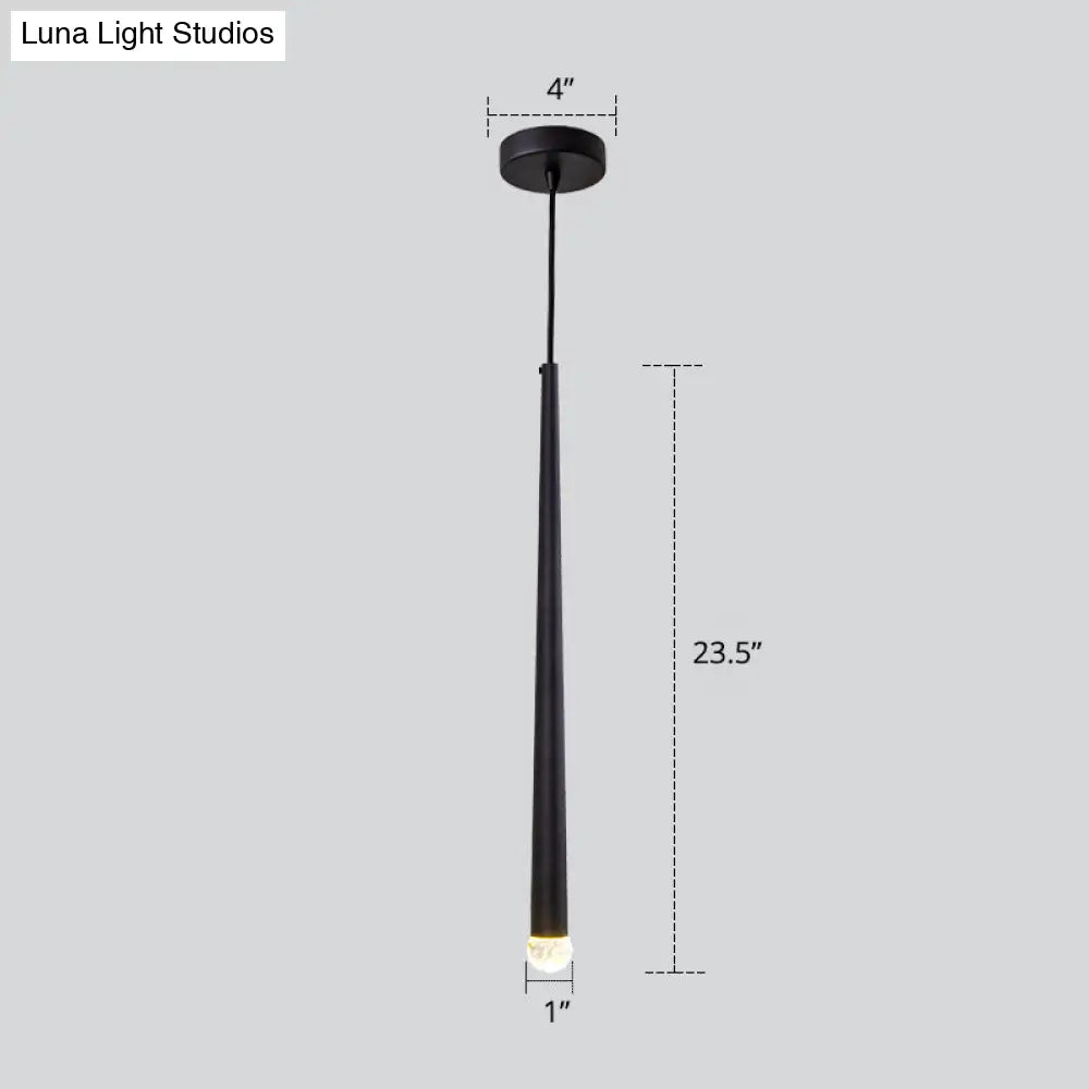Black Metal Bedside Pendant Light: Simplicity Tube Led Suspension Lamp