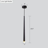 Black Metal Bedside Pendant Light: Simplicity Tube Led Suspension Lamp