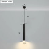 Black Metal Bedside Pendant Light: Simplicity Tube Led Suspension Lamp