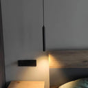 Black Metal Bedside Pendant Light: Simplicity Tube Led Suspension Lamp / Cylinder