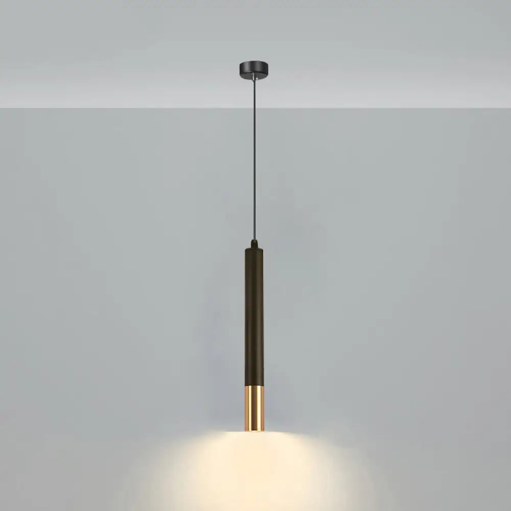 Black Metal Bedside Pendant Light: Simplicity Tube Led Suspension Lamp / Geometric