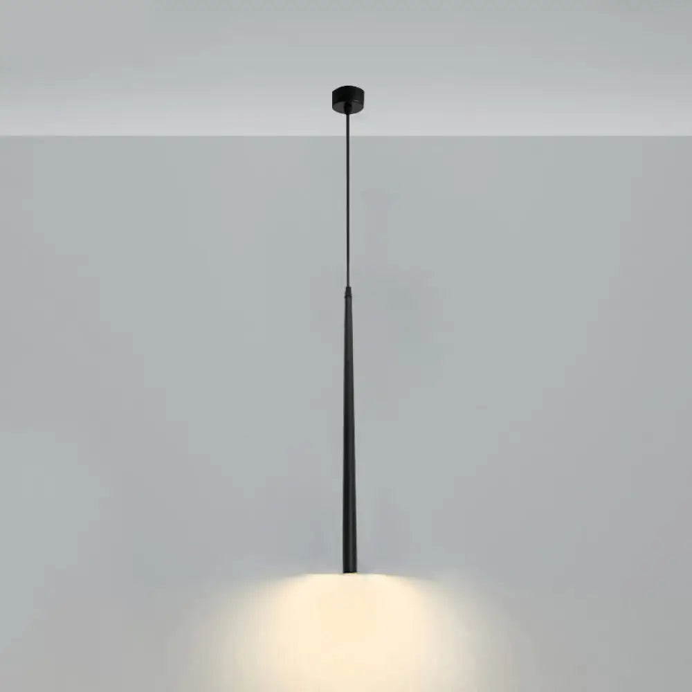 Black Metal Bedside Pendant Light: Simplicity Tube Led Suspension Lamp / High Waist