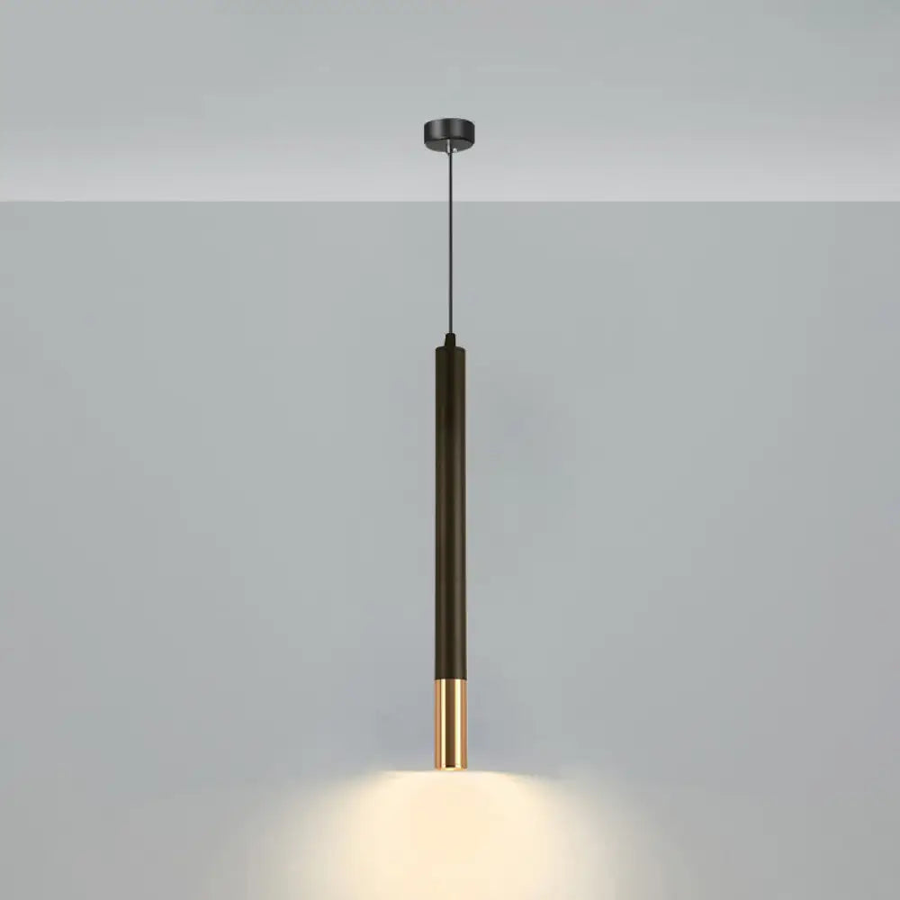 Black Metal Bedside Pendant Light: Simplicity Tube Led Suspension Lamp / Long Cone