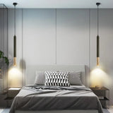Black Metal Bedside Pendant Light: Simplicity Tube Led Suspension Lamp / Round