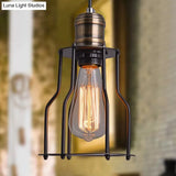 Black Metal Cage Single-Bulb Pendant Light For Warehouse Suspension