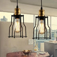 Black Metal Cage Single-Bulb Pendant Light For Warehouse Suspension