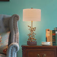Black Metal Circle Fabric Nightstand Light: Postmodern Bedside Lamp With 1-Bulb