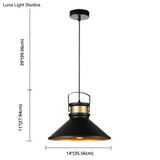 Black Metal Cone Pendant Light - Industrial Style Hanging Lighting
