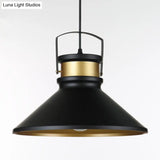 Black Metal Cone Pendant Light - Industrial Style Hanging Lighting
