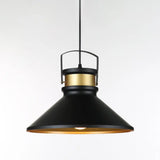 Black Metal Cone Pendant Light - Industrial Style Hanging Lighting