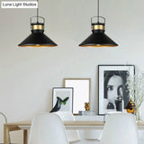 Black Metal Cone Pendant Light - Industrial Style Hanging Lighting