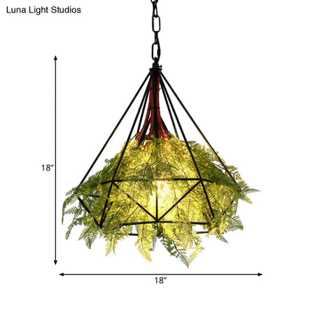 Black Metal Diamond Pendant Led Lamp For Restaurant - Industrial Down Lighting Head 1