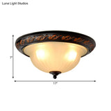 Black Metal Farmhouse Flush Mount Ceiling Lamp With 3 Cream Glass Bowl Shades For Bedroom Lighting
