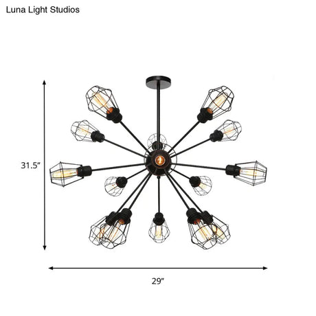 Black Metal Farmhouse Style Pendant Light With Cage Shade