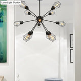 Black Metal Farmhouse Style Pendant Light With Cage Shade