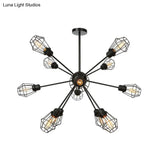 Black Metal Farmhouse Style Pendant Light With Cage Shade