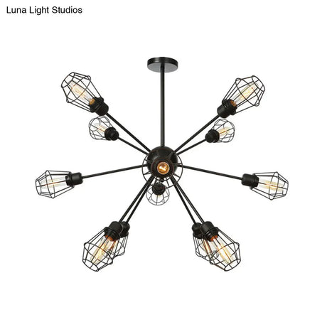 Black Metal Farmhouse Style Pendant Light With Cage Shade
