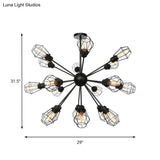 Black Metal Farmhouse Style Pendant Light With Cage Shade