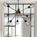 Black Metal Farmhouse Style Pendant Light With Cage Shade