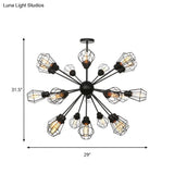 Black Metal Farmhouse Style Pendant Light With Cage Shade