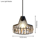 Black Metal Frame Crystal Pendant Light For Dining Room - Modern Ceiling Hanging Fixture